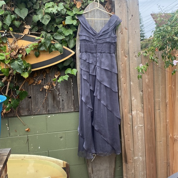 NWT Adrianna Papell Occasions Smokey Grey Full Length Dress - Picture 2 of 7